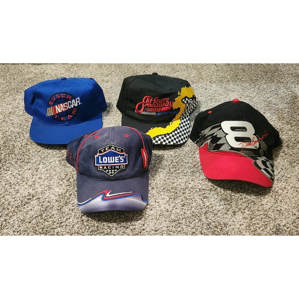 Lot of 4 Vintage 90s / 2000s NASCAR Hats Budweiser Jimmie Johnson Earnhardt
